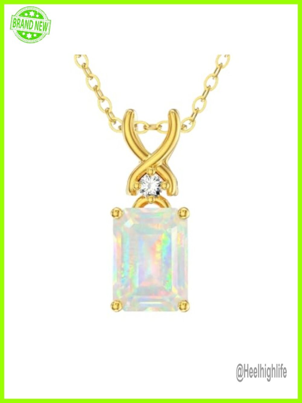14k Gold Emerald-Cut Gemstone Necklace Real Diamond 3 Carat Birthstone Gift for